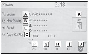 Toyota Corolla. iPod/iPhone (Apple Car- Play)